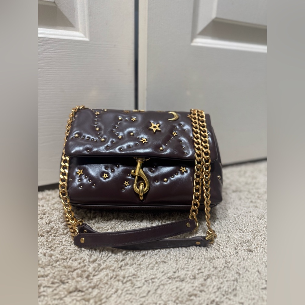 Rebecca Minkoff Edie Crossbody with Celestial Studs, Burgundy, NWT